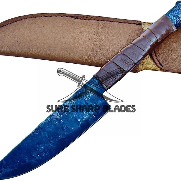 Custom Handmade Viking Carbon Steel Wolf Knife - Full Tang Viking Carbon Steel Knife with Wolf Head Hilt - 5" Hand-Forged Carbon Steel Blade