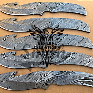 Lot of 5 Damascus Steel Blank Blade Knife For Knife Making Supplies (SU-223)