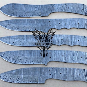 Lot of 5 Damascus Steel Blank Blade Knife For Knife Making Supplies, Full Tang Blank Blade Knives, Knife Making Supplies  (BB-469)