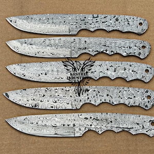 Lot of 5 Damascus Steel Blank Blade Knife For Knife Making Supplies, Wedding Gift, Birthday Gift, Anniversary Gift, Gift for Him, (SU-B637)