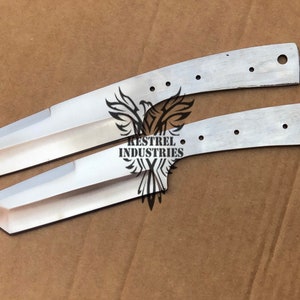 Lot of 2 Carbon Steel Blank Blade Knife For Knife Making Supplies (SU-257)