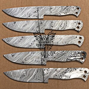 Lot of 5 Damascus Steel Blank Blade Knife For Knife Making Supplies (BB-424)
