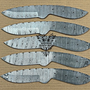 Lot of 5 Damascus Steel Blank Blade Knife For Knife Making Supplies, Wedding Gift, Birthday Gift, Anniversary Gift, Gift for Him, (SU-B618)