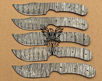 Lot of 5 Damascus Steel Blank Blade Knife For Knife Making Supplies, Damascus Steel Blank Blades, Knife Making Supplies,  (BB-480)