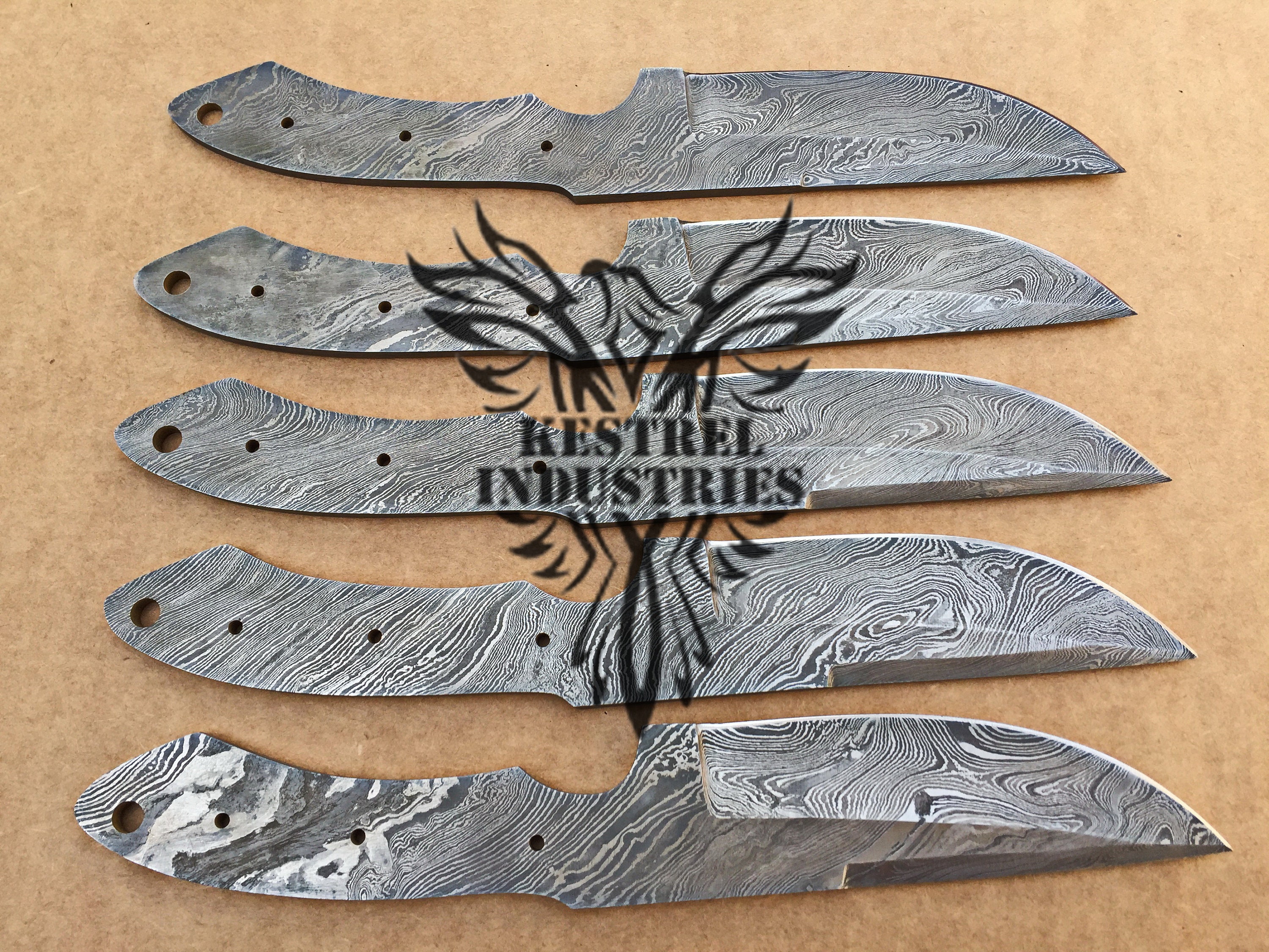 Lot of 5 Damascus Steel Blank Blade Knife for Knife Making Supplies SU-139  