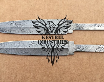 Lot of 2 Damascus Steel Blank Blade Knife For Knife Making Supplies, Full Tang Damascus Steel Blank Blades, Knife Making Supplies (SU-267)