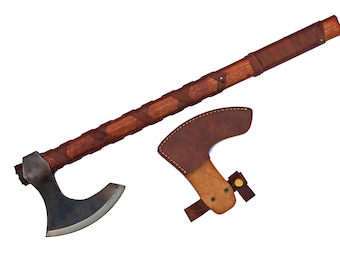 Hacha vikinga Smith Custom de acero al carbono forjado con mango de palisandro, hacha de cazador, hacha de acampada, hacha nórdica, hacha de batalla, hacha artesanal (VA-102)