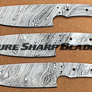 Lot of 3 Custom Handmade Damascus Steel Blank Blade Knife For Knife Making Supplies (SU-B505)