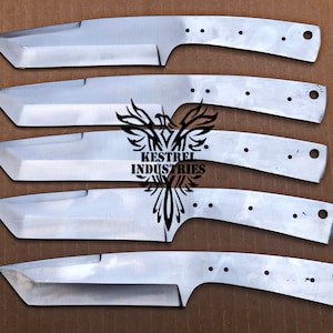 Lot von 5 Kohlenstoffstahl-Blattmessern für Messerherstellungszubehör, Full Tang Blank-Klingen, Messerherstellungszubehör (BB-450)