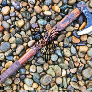 Smith Custom Forged Carbon Steel Viking Axe with Rose Wood Shaft, Raganer&#39;s Axe, Camping Axe, Nordic Axe, Battle Axe, Handmade Axe, (VA-101)