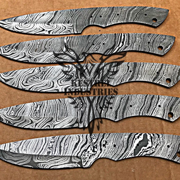 Lot of 5 Damascus Steel Blank Blade Knife For Knife Making Supplies (SU-108)