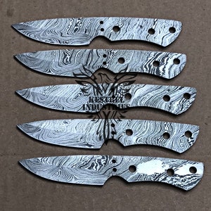 Lot of 5 Damascus Steel Blank Blade Knife For Knife Making Supplies (BB-435)