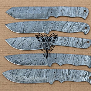 Lot of 5 Damascus Steel Blank Blade Knife For Knife Making Supplies, Wedding Gift, Birthday Gift, Anniversary Gift, Gift for Him, (SU-B603)