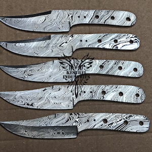 Lot of 5 Damascus Steel Blank Blade Knife For Knife Making Supplies (BB-429)