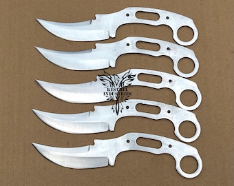 Lote de 5 hojas de acero al carbono en bruto para cuchillos, kit de bricolaje para la fabricación de cuchillos, suministros para la fabricación de cuchillos, acero forjado a mano (SU-B655)