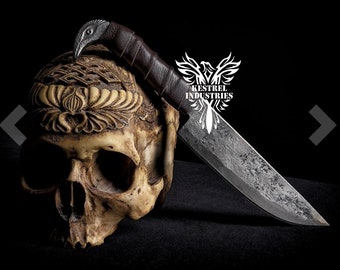 Smith Couteau Viking fait main en acier au carbone fait main avec poignée en forme de tête de corbeau, Couteau Viking Raven, Couteau Viking fait main en acier au carbone, Lame tranchante de 5 po.