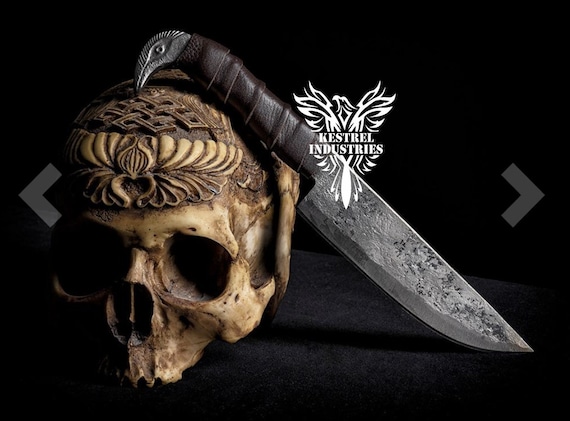 Smith Custom Handmade Carbon Steel Viking Knife with Raven Head Hilt, Viking Raven Knife, Viking Handmade Carbon Steel Knife, 5" Sharp Blade