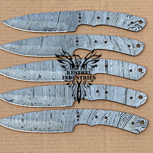 Lot of 5 Damascus Steel Blank Blade Knife For Knife Making Supplies, Wedding Gift, Birthday Gift, Anniversary Gift, Gift for Him, (SU-B604)