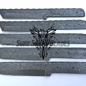 Lot of 5 Damascus Steel Blank Blade Tanto Knife For Knife Making Suppliesull Tang Damascus Steel Blank Blades Knife Making Supplies (SU-198)