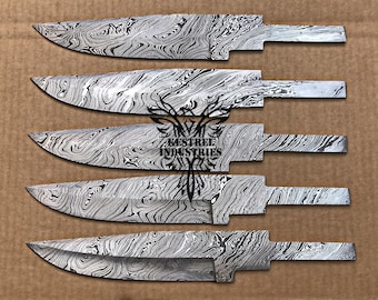 Lot of 5 Damascus Steel Blank Blade Knife For Knife Making Supplies (BB-422)