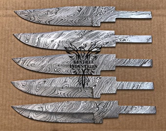 Lot of 5 Damascus Steel Blank Blade Knife For Knife Making Supplies (BB-422)