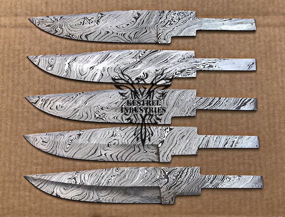 Lot of 5 Damascus Steel Blank Blade Knife for Knife Making Supplies BB-422  