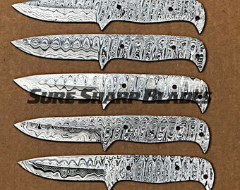 Lot of 5 Damascus Steel Blank Blade Knife For Knife Making Supplies (SU-B512)