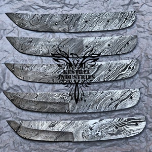 Lot of 5 Damascus Steel Blank Blade Knife For Knife Making Supplies (SU-312)