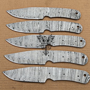 Lot of 5 Damascus Steel Blank Blade Knife For Knife Making Supplies, Wedding Gift, Birthday Gift, Anniversary Gift, Gift for Him, (SU-B623)