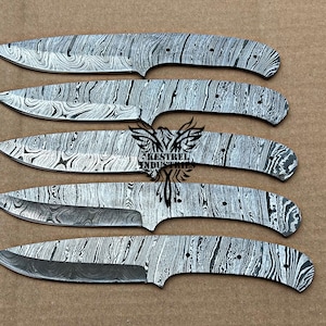 Lot of 5 Damascus Steel Blank Blade Knife For Knife Making Supplies, Wedding Gift, Birthday Gift, Anniversary Gift, Gift for Him, (SU-B638)