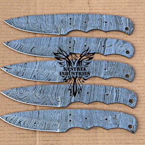 Lot of 5 Damascus Steel Blank Blade Knife For Knife Making Supplies, Wedding Gift, Birthday Gift, Anniversary Gift, Gift for Him, (SU-B608)