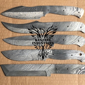 Lot of 5 Damascus Steel Blank Blade Knife For Knife Making Supplies (SU-309)
