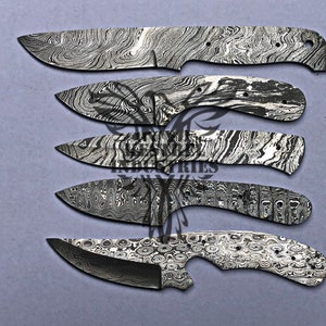 Lot of 5 Damascus Steel Blank Blade Knife For Knife Making Supplies (BB-403)