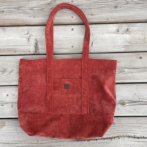 Corduroy Tote Bag - Two exterior pockets, One interior pocket! Perfect summer adventure bag!