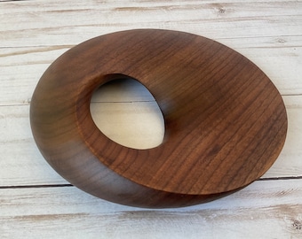 Möbius Strip Walnut Wood Carving, 7" diameter | Mathematical abstract sculpture | Minimal Surface Geometric Wood Art |