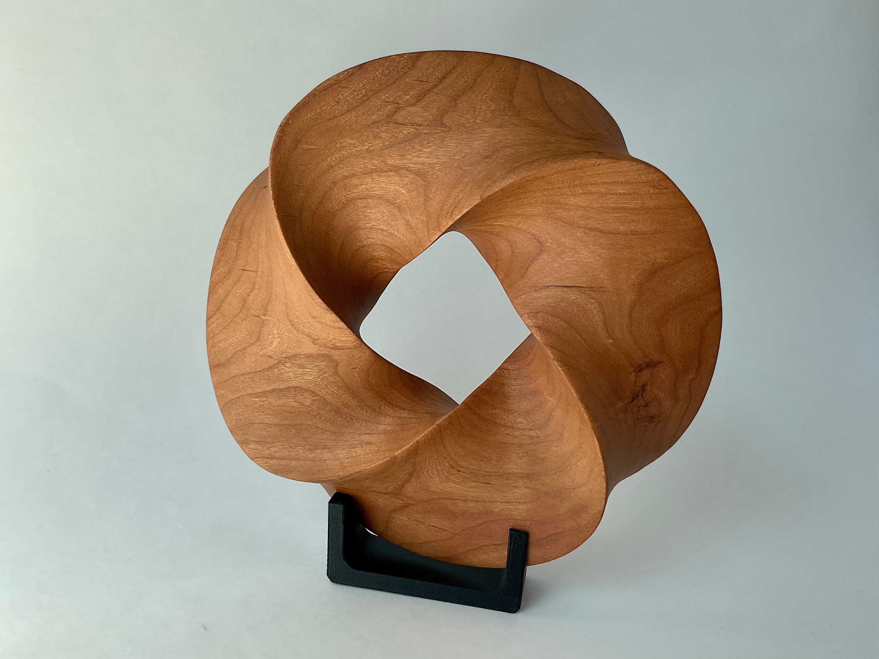 Quadruple-folded Mobius Strip-like Cherry Wood Carving, 7