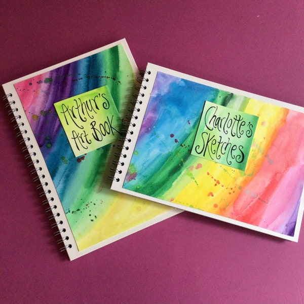 Personalised A4 sketch book scrap book collage rainbow paper drawing journal