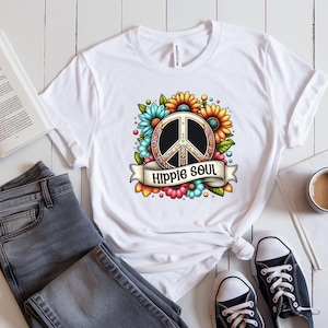 Peace Symbol Hippie Soul Retro T-Shirt, Hippie Shirt, 70s Tee, Peace Sign Shirt, Boho Top, Vintage Style Shirt