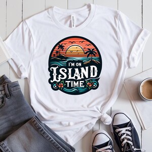 I&#39;m On Island Time Unisex Tee | Relaxed Beach Vibes | Perfect Gift for Vacation Lovers, Summer Parties, Casual Wear, Beach Days, Travel