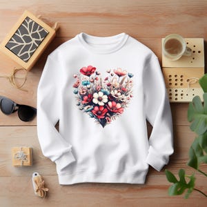Heart Shaped Flowers, Floral Pattern Sweatshirt, Unisex Heavy Blend™ Sweatshirt,  Vintage Flowers Sweatshirt