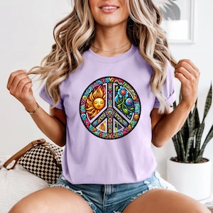 Bohemian Peace Graphic Tee, Unisex T-shirt, Gentle Vibes, Festival Wear, Gift for Peace Lovers, Vintage Style, Peace Symbol