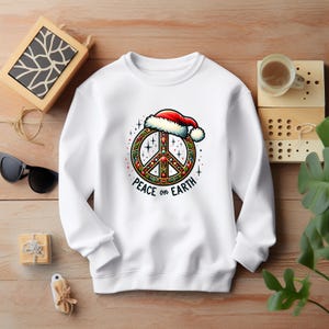 Christmas Peace Symbol Peace on Earth Sweatshirt, Holiday Peace Sweatshirt, Unisex Christmas Jumper, Xmas Peace Sign Pullover, Cozy