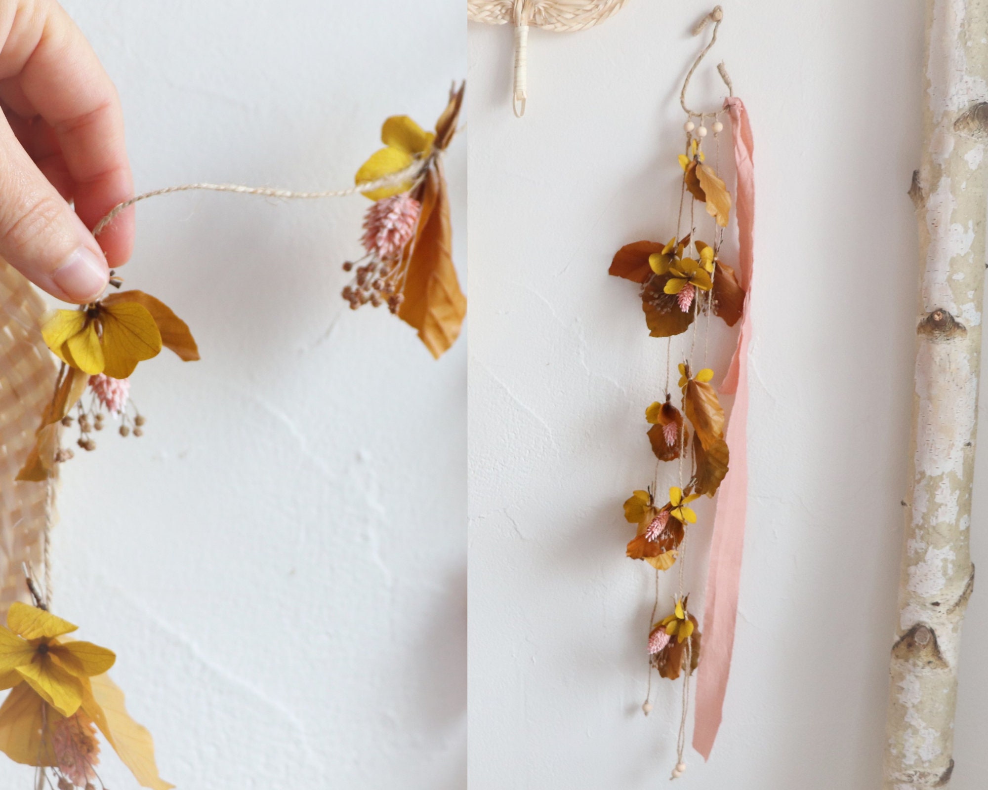 Guirlande/Suspension Poétique de Petites Guirlande Fleurs Séchées - Slow Décoration Automne Design B