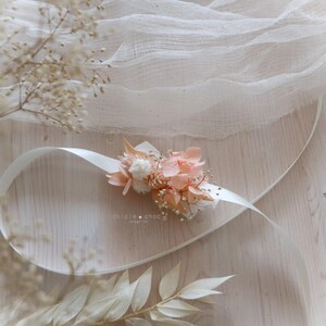 Accessoires fleuris Mariage Fleurs séchées peigne bracelet barrette pic à cheveux Pêche/Blanc/Crème Bracelet