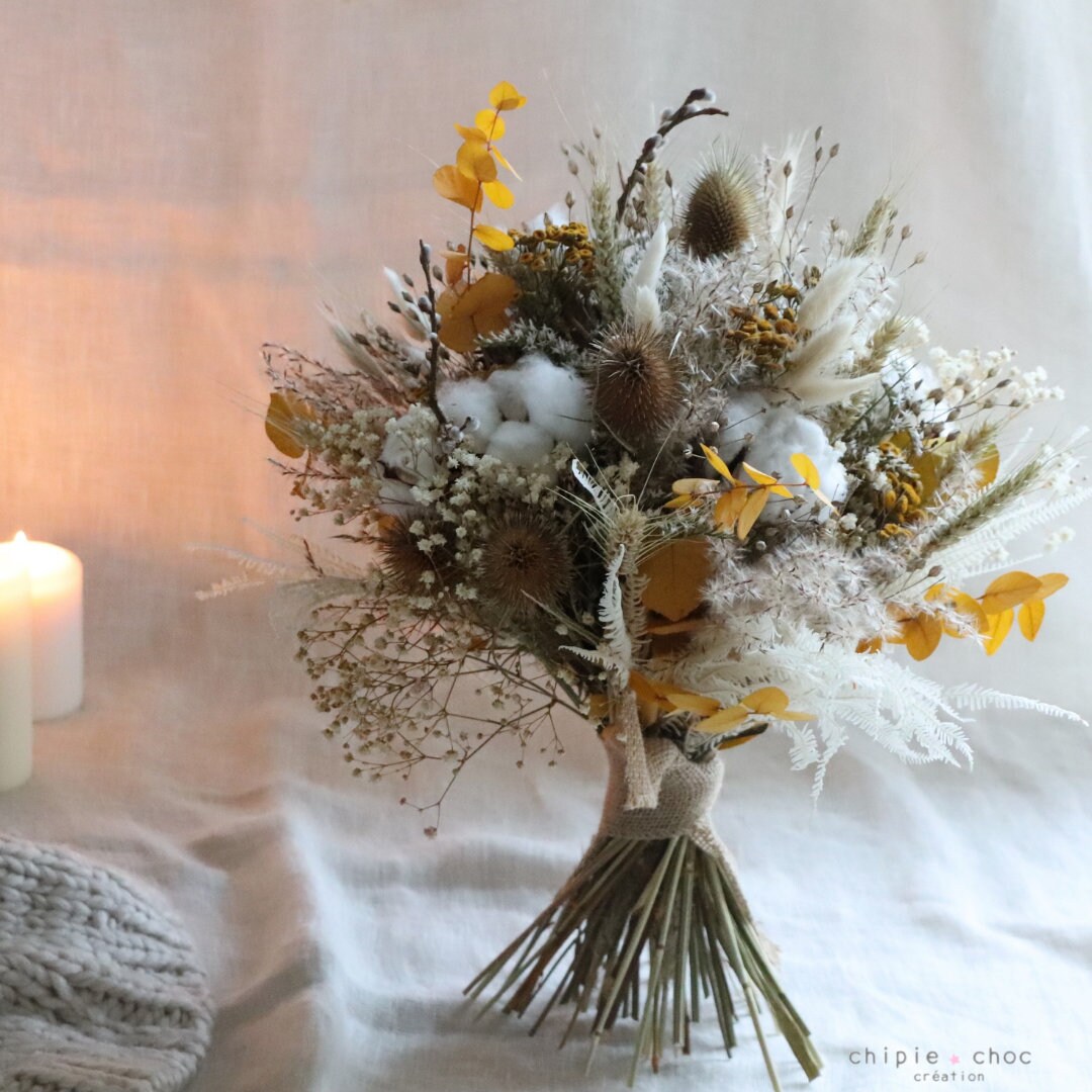 Bouquet de Fleurs Séchées - Eucalyptus et Fleur Coton Décoration d'intérieur Design Floral