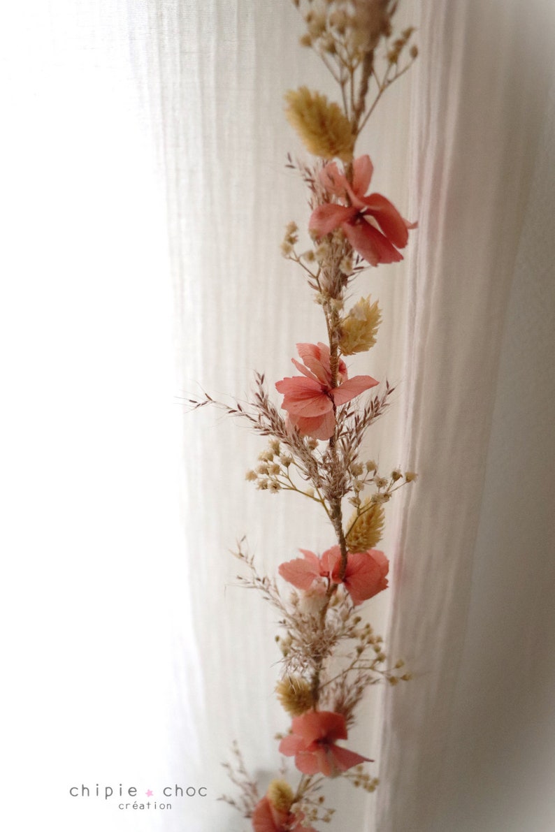 Pretty garland of dried flowers Soft and boho decoration Slow flower image 4