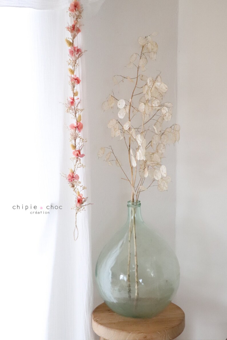 Pretty garland of dried flowers Soft and boho decoration Slow flower image 5