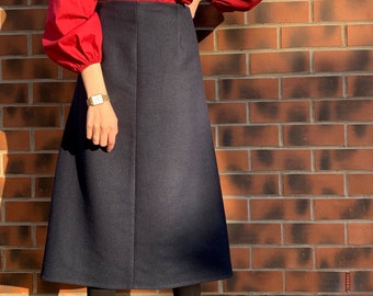 Wool skirt | winter skirt | midi skirt | blue skirt | a-line skirt | long skirt | petite skirt | made-to-order women’s clothing