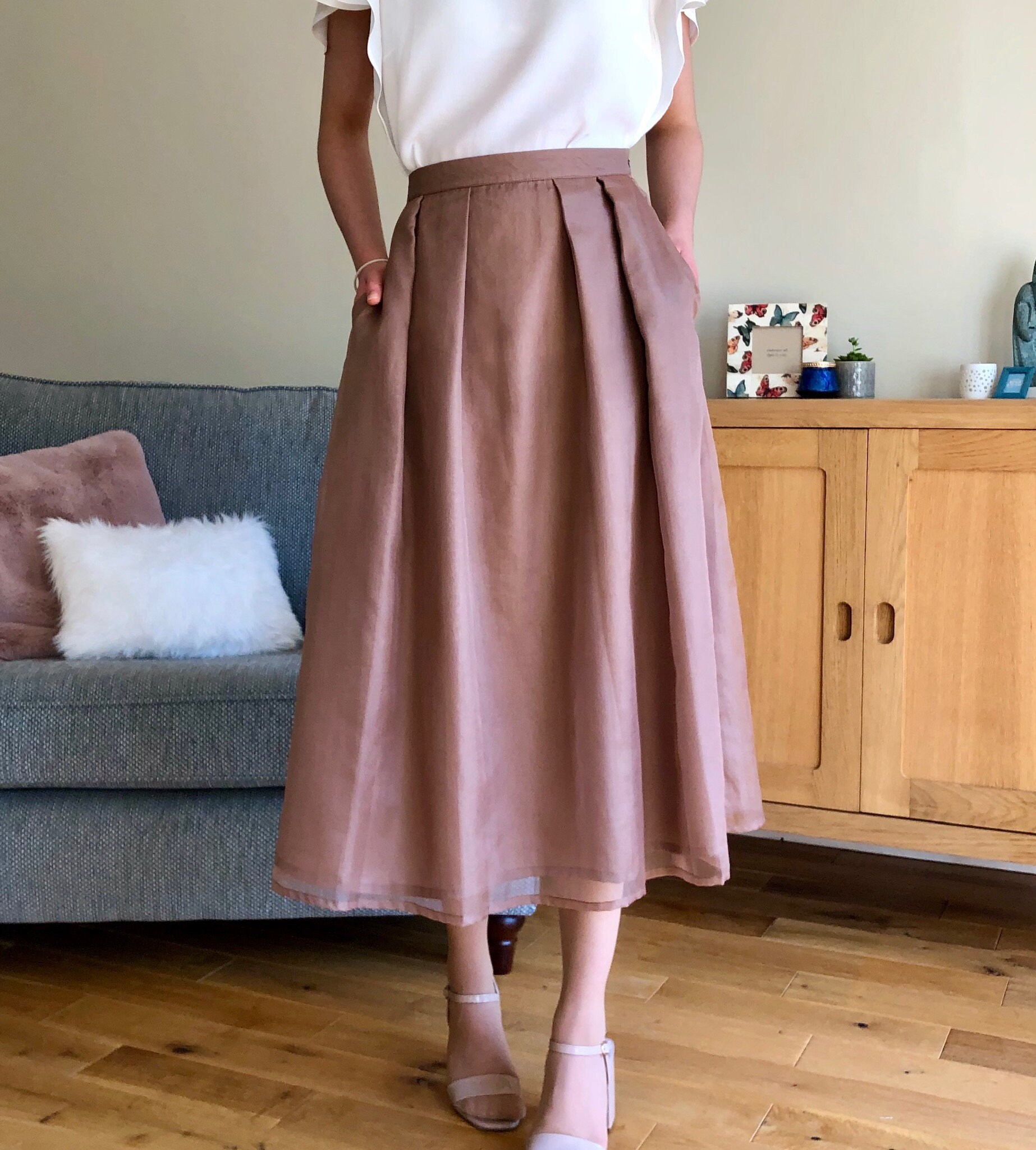Skirt With Pockets Midi Skirt Pleated Skirt Summer Skirt Pink Skirt ...