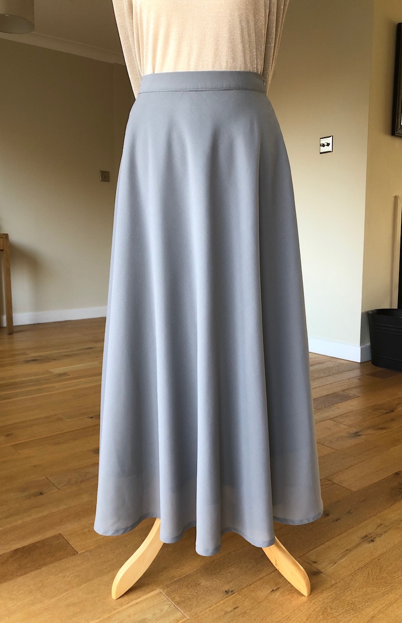 gray chiffon maxi skirt